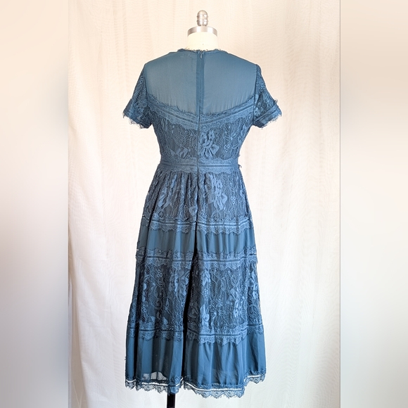 Bohme Teal Eyelash Lace Midi Dress - Picture 3 of 6